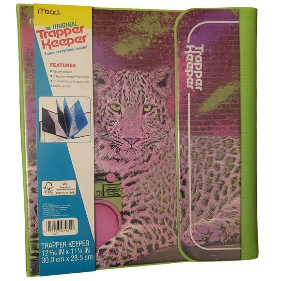 Mead Trapper Keeper RETRO Binder Portfolio 90s Tiger Boombox Lisa Frank NEW - Picture 1 of 2